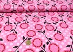 Antonia cotton poplin pink fabric with flowers